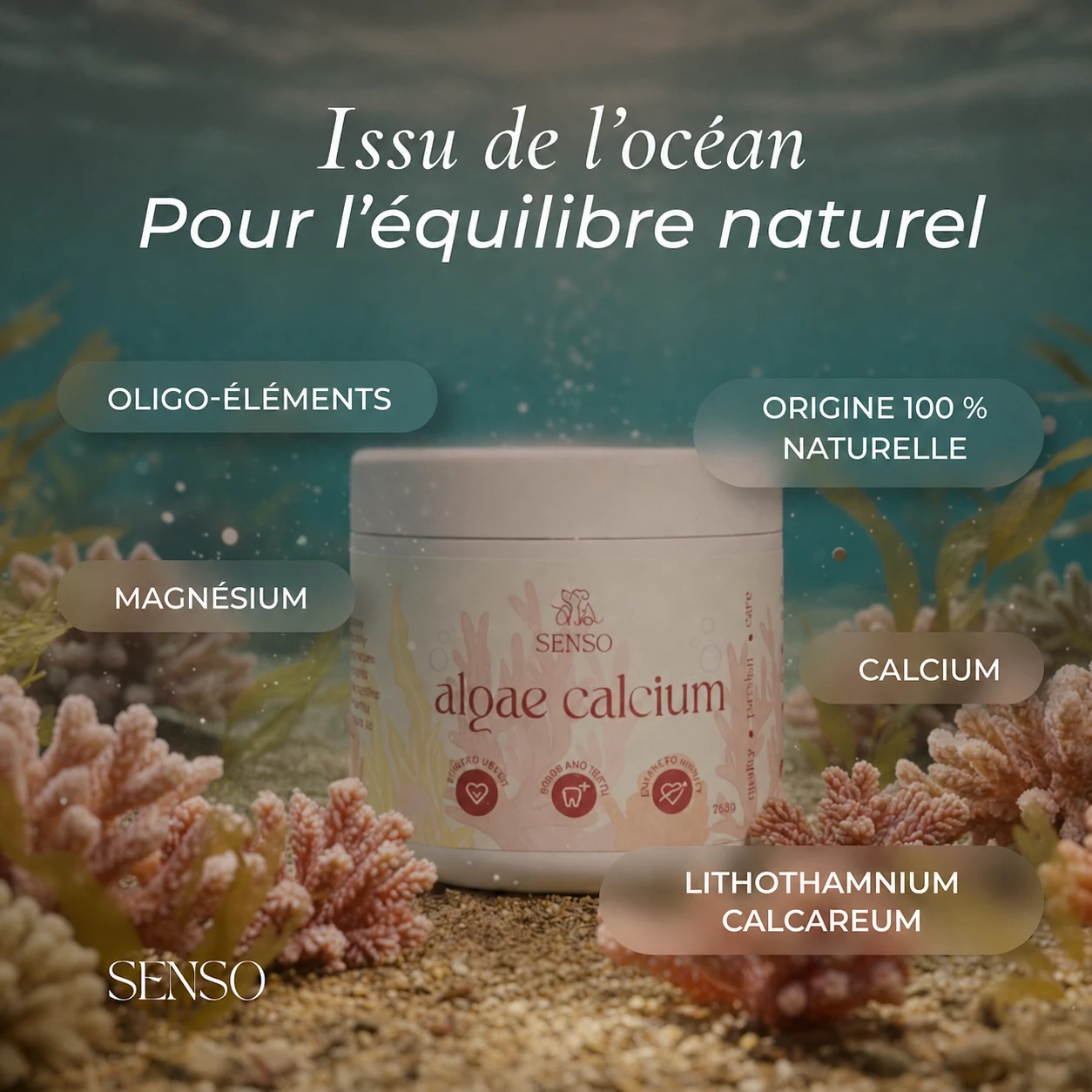 Infographie des ingrédients de Calcium d’algues